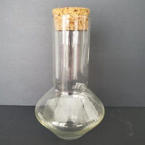 Glass Vessel Carafe Decanter Apothecary Jar w/ Cork Stopper | Retro Design 8.25"